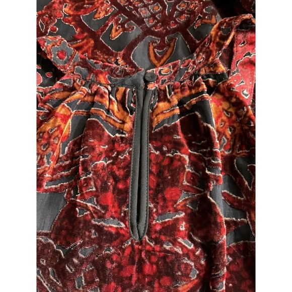 Daniel Rainn Womens Velour Tank Top Sz Small Red Witch Goth Fairy Grunge Floral - Picture 4 of 8